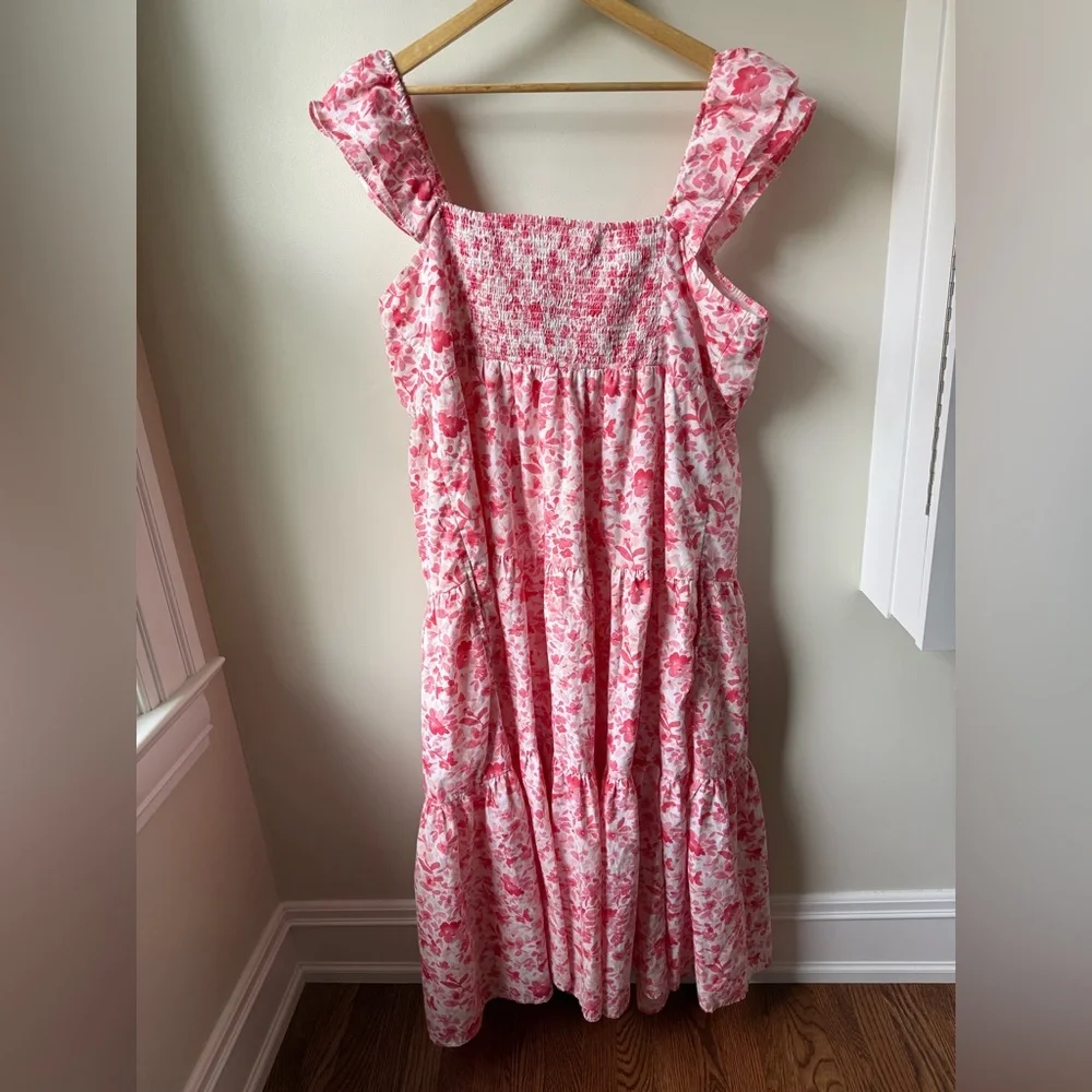 ABERCROMBIE & FITCH Ruched Flutter Sleeve Maxi Dress Tiered Cottagecore XXL Tall